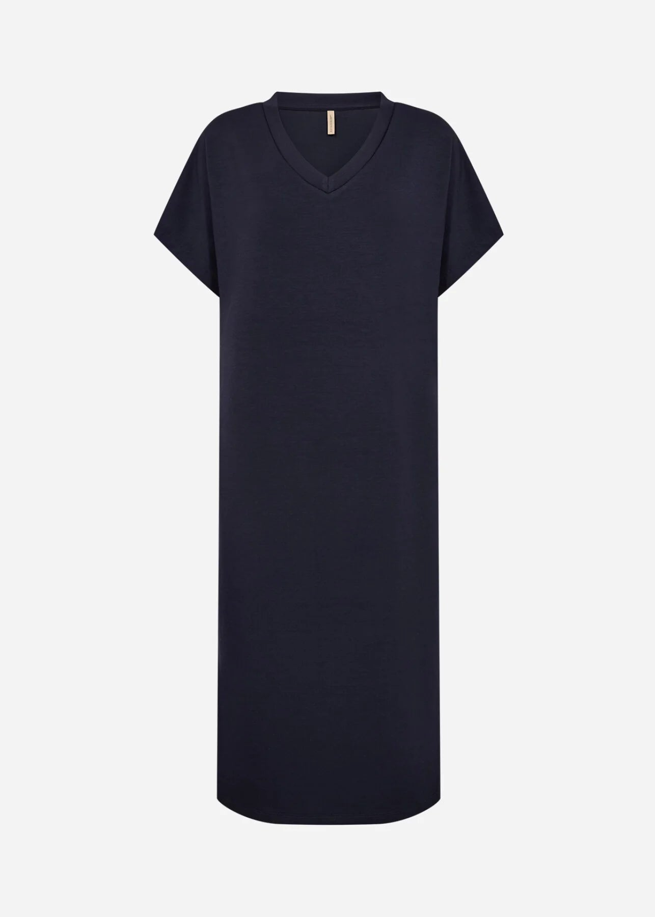 V-Neck Drop Shoulder Soft Stretch Fabric Midi Dress. Style SOYA27539