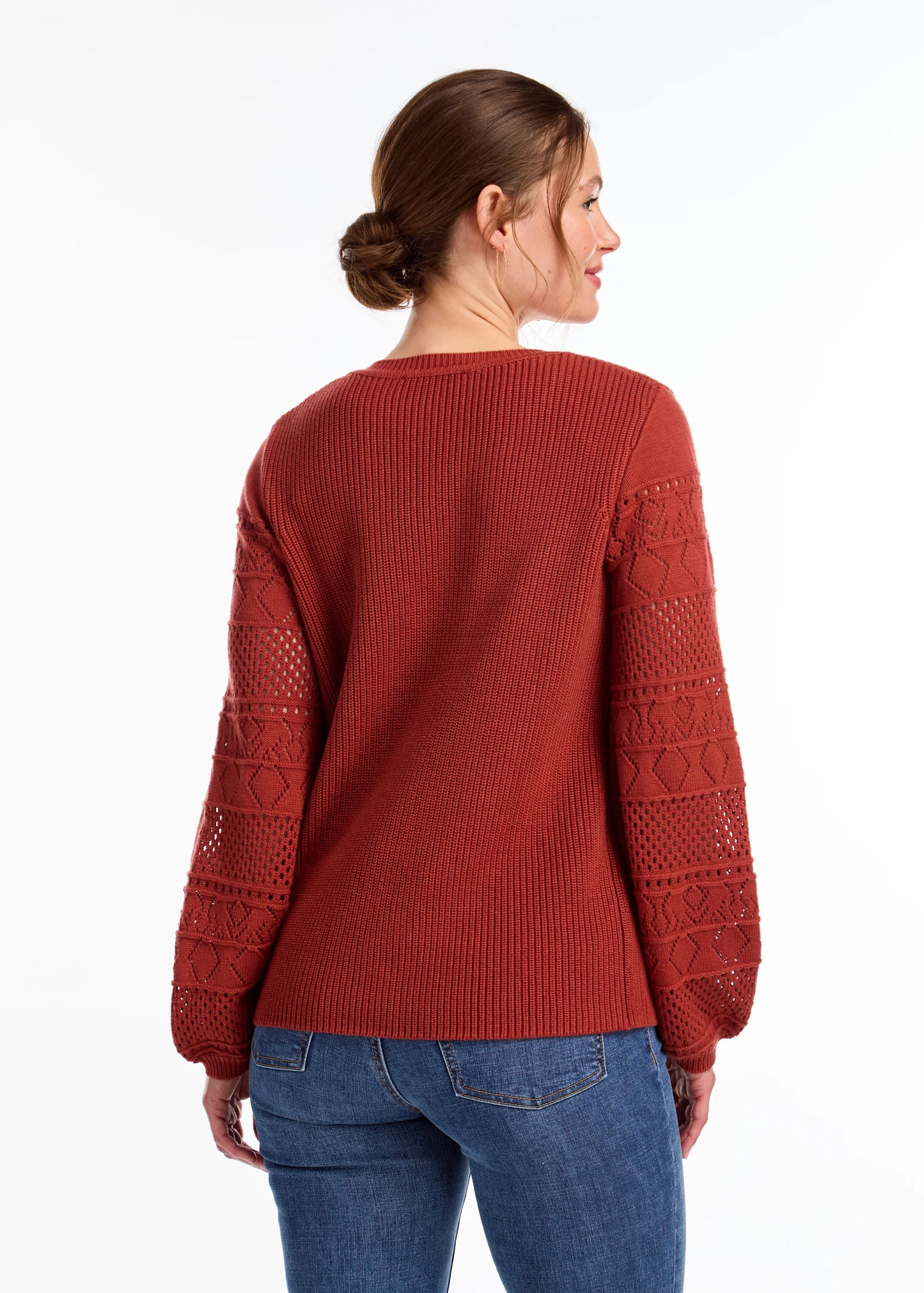 Long Sleeve Pointelle Knit Sweater. Style FD1744624