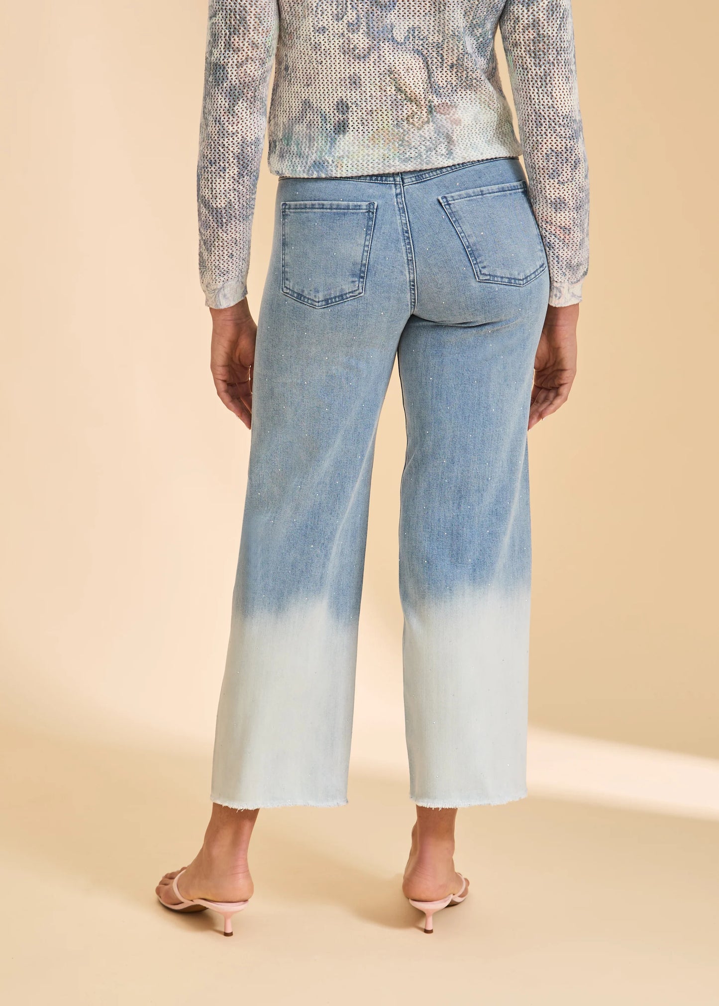 Christina Wide Leg Ankle Length Ombre & Rhinestones Pant. Style FD5198779