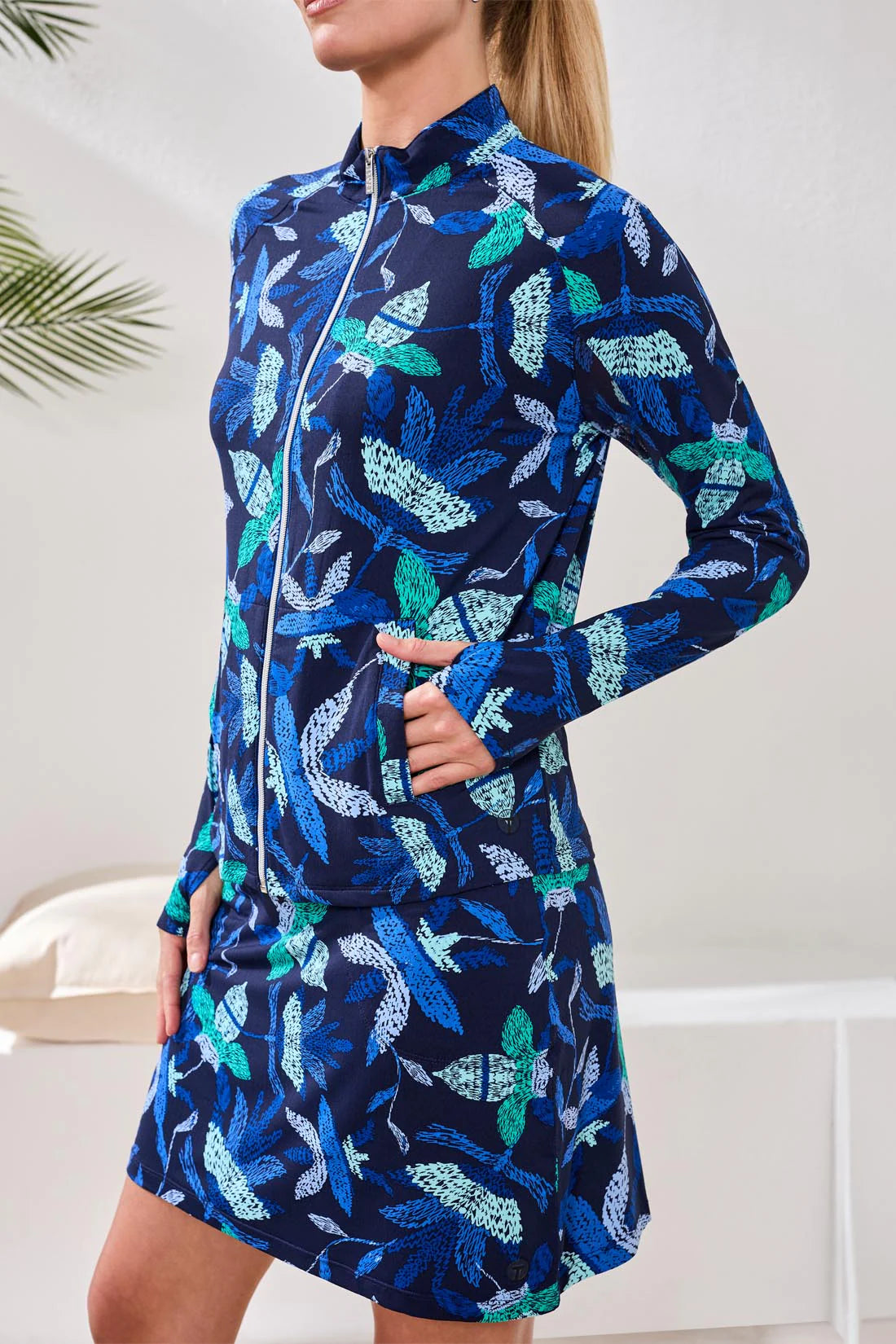 UPF 50+ High Performance Mesh Mock-Neck Zip-Up Cardigan. Style TR1817O-3024