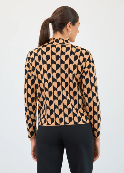 Mock Neck Heart Pattern Sweater. Style FD1893578