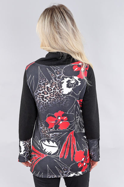 Flower & Cheetah Print Top. Style MT25F1934