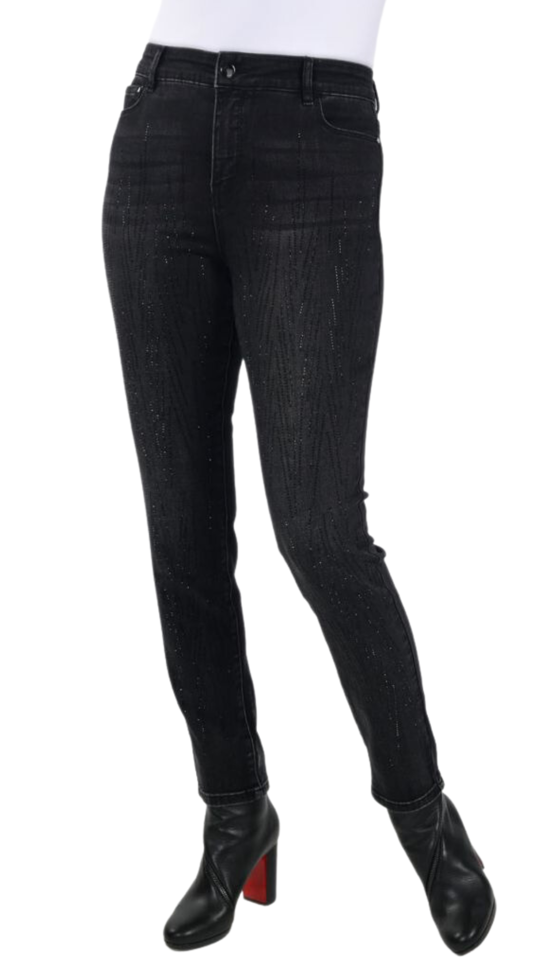 Rhinestone Front Detail Jeans. Style FL233872U