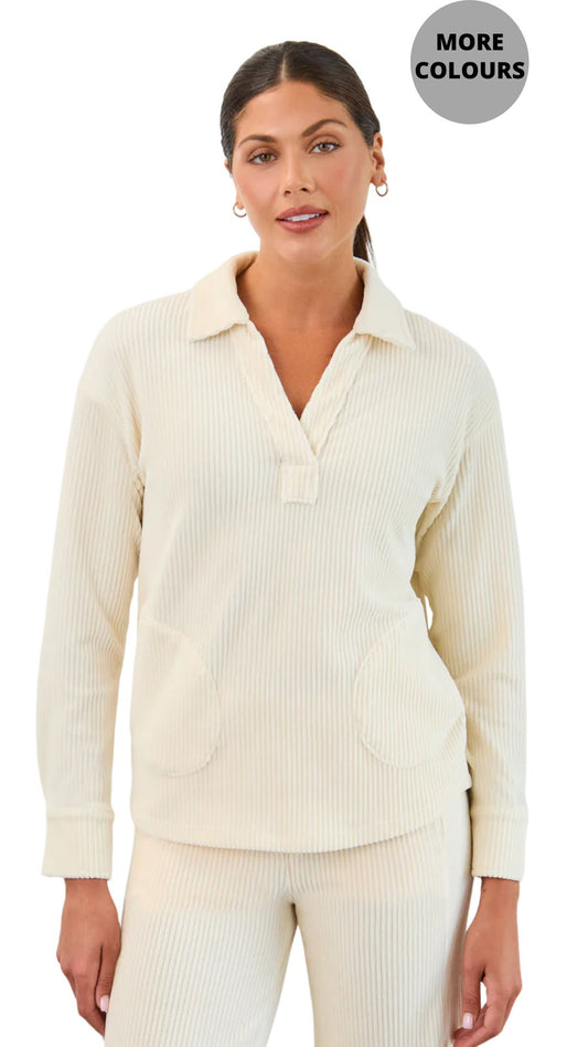 Velour Corduroy Pull-Over Top. Style FD3039148