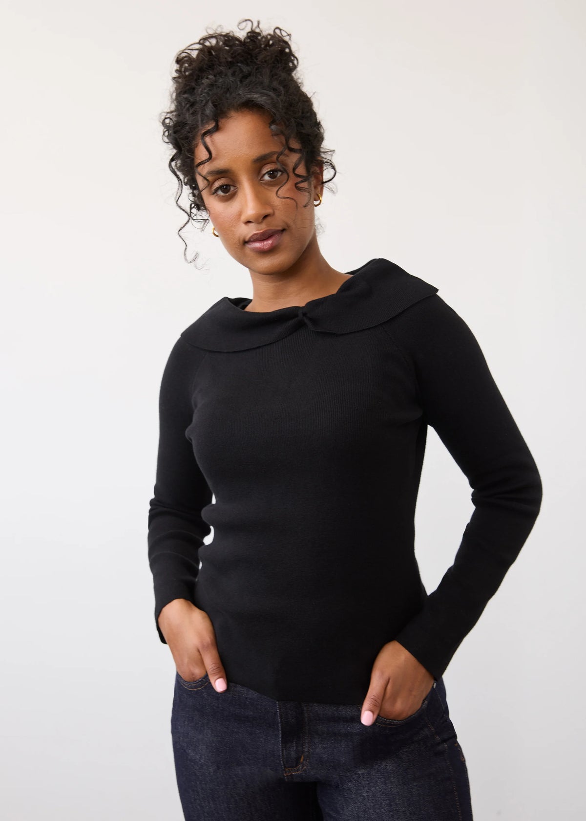 Off Shoulder Long Sleeve Cowl Neck Top. Style FD1983764