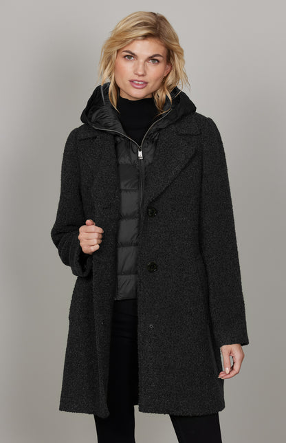Dual Layer Hooded Insert Long Length Coat. Style JUN2013-13