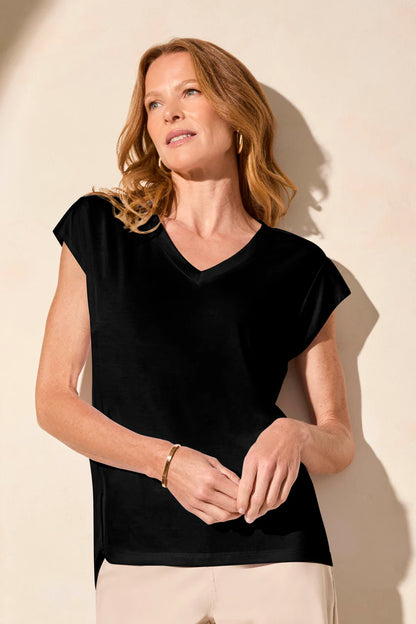 Cap Sleeve V-Neck Top. Style TR2034O-2891
