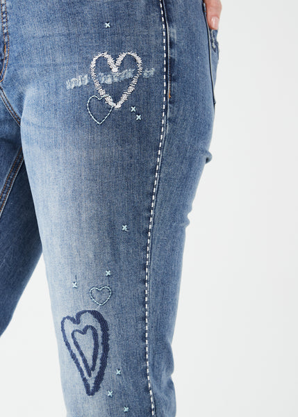 Embroidered Heart Girlfriend Jean. Style FD2039779