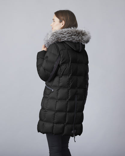 Mary Silver Fox Fur Trim Outerwear. Style JUN2060