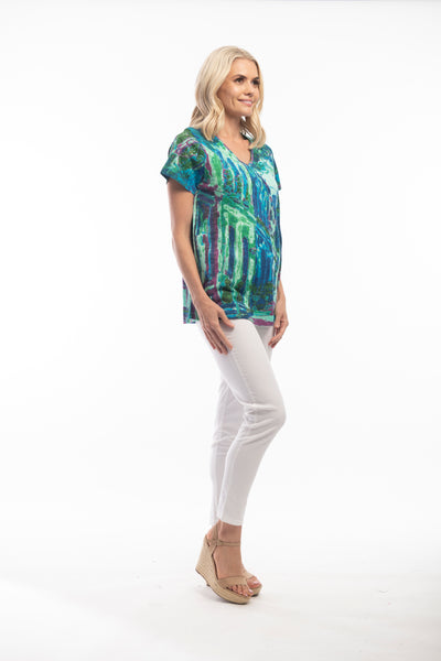 V-Neck Printed T-Shirt in Multiple Prints. Style ORI2206