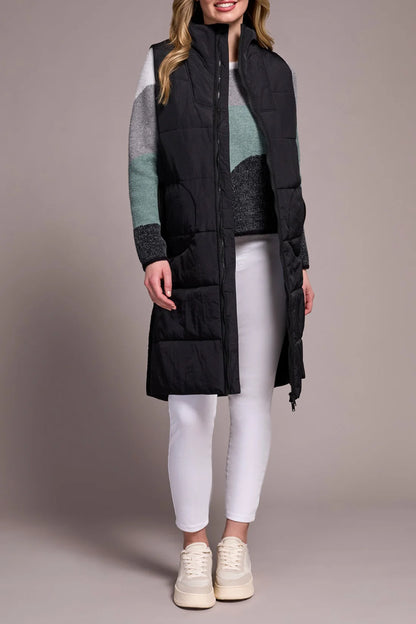 Long Zip-Front Quilted Vest. Style TR2314O-3823