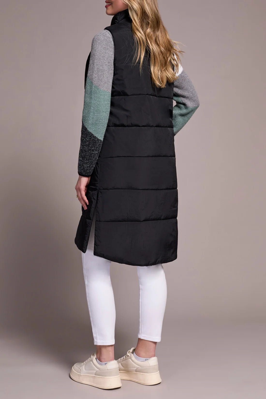 Long Zip-Front Quilted Vest. Style TR2314O-3823