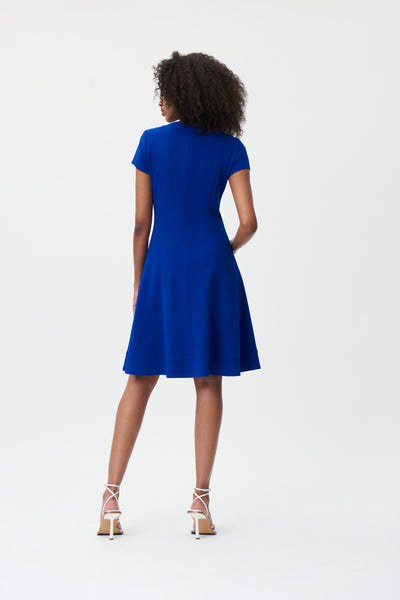Cap Sleeve Fit & Flare Dress in Royal or Black. Style JR232106