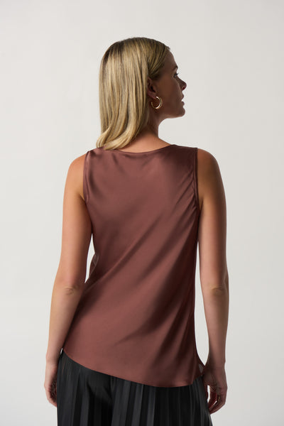 Cowl Neck Satin Top in Green or Brown. Style JR233048