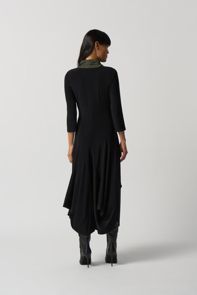 Cowl Neck Multi Fabric Dress. Style JR233100