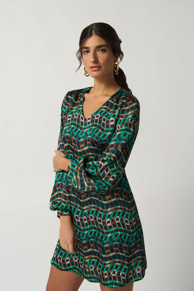 Satin Printed A-Line Dress. Style JR233272