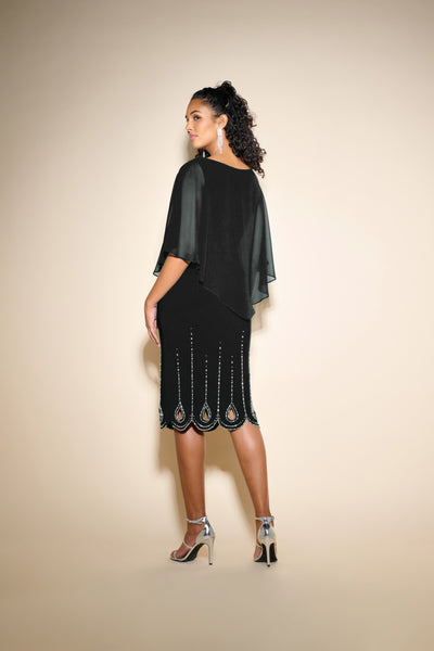 Chiffon Overlay Sheath Dress in Black or Nightfall. Style JR233734