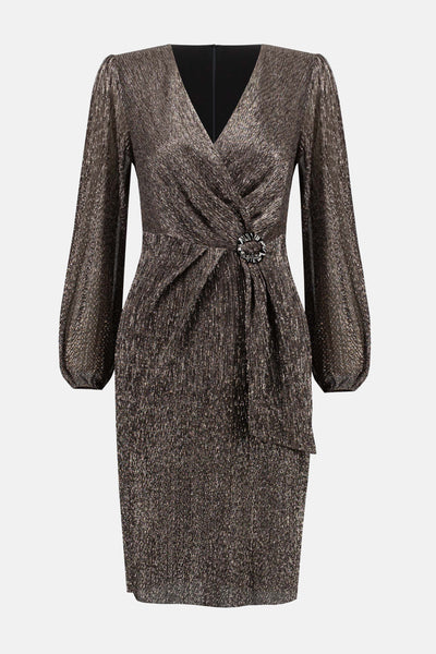 Shimmer Puff Sleeve Wrap Dress. Style JR233750