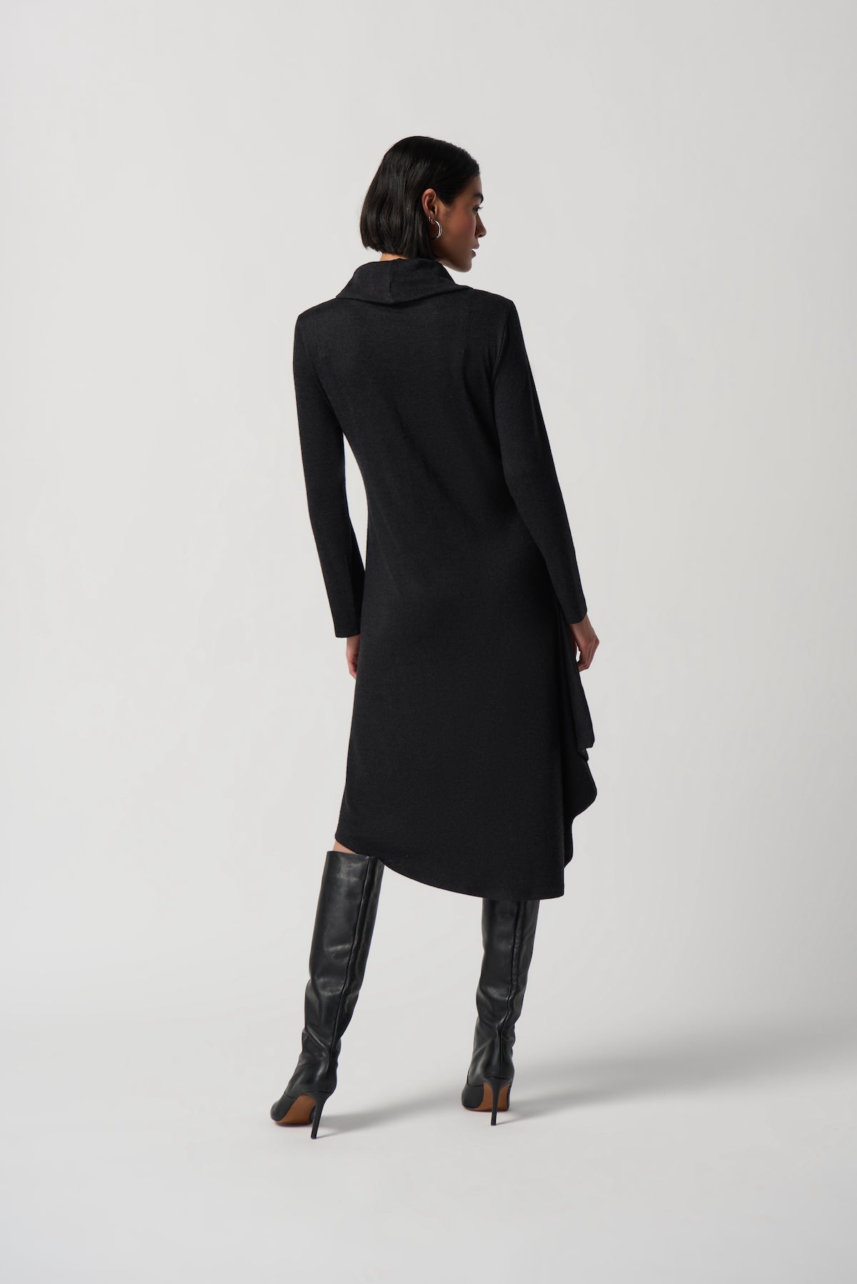 Vegan Leather Pocket Sweater Dress. Style JR234160