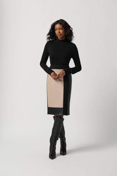 Colour Block Vegan Leather Pencil Skirt. Style JR234164