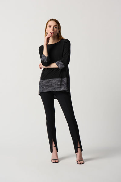 Lurex Stripe And Silky Knit High-Low Tunic. Style JR234207