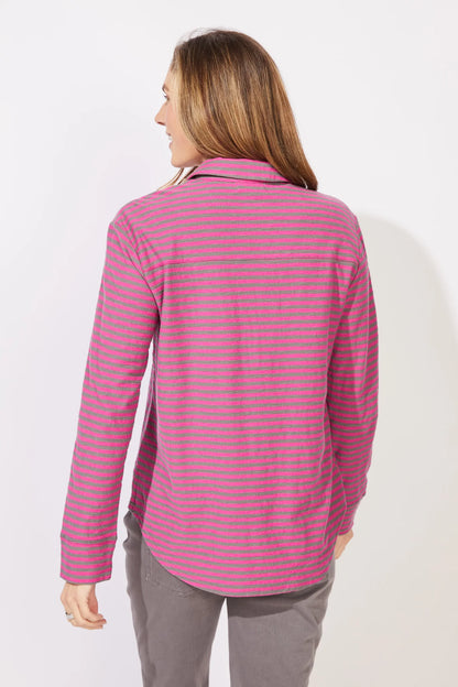 Primo Collared Long Sleeve Striped Top. Style ESC23544