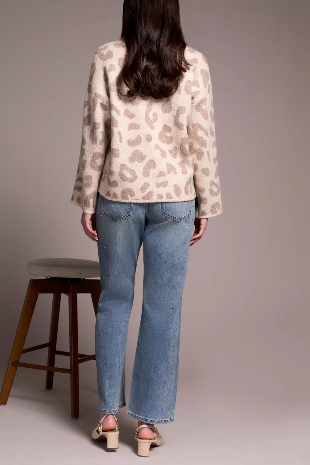 Sequined Animal Print Knit Sweater. Style TR2387O-8344