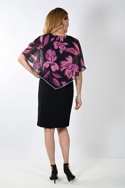 Cold Shoulder Floral Cape Dress. Style FL239101
