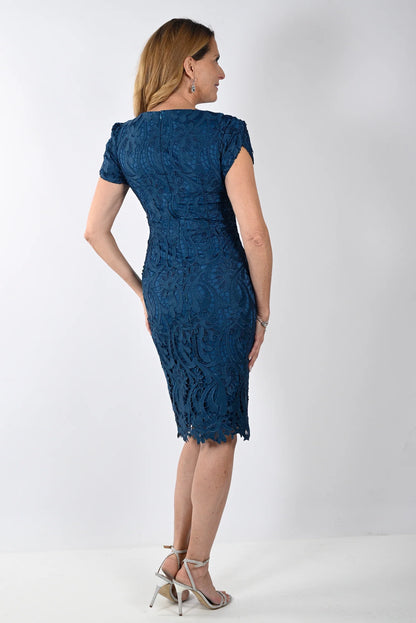 Lacy Brocade Overlay Dress. Style FL239394