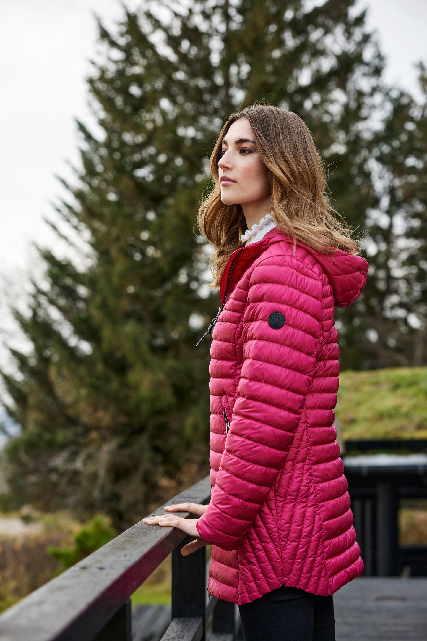 Lightweight Mid Length Quilted Puffer Outerwear. Style FR104