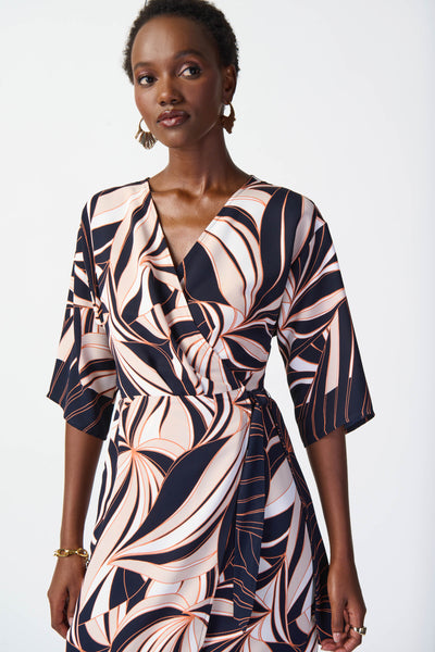 Tropical Print Woven Wrap Dress. Style JR241114