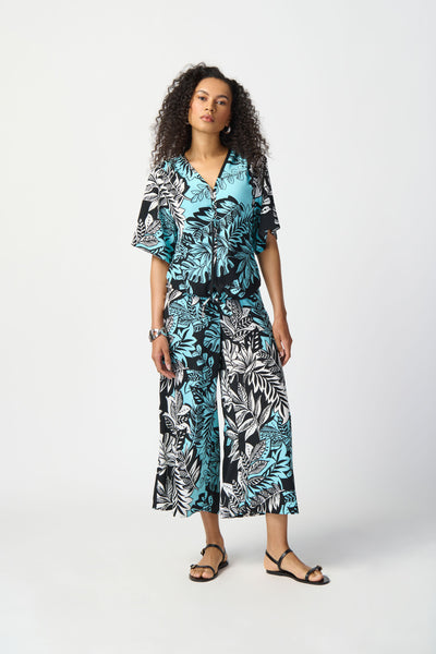 Tropical Print Tie Front Top. Style JR241219