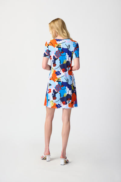 Face Print & Silky Knit A-Line Dress. Style JR241294