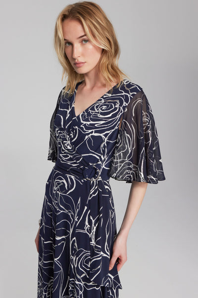 Floral Print Chiffon Sleeve Dress. Style JR241764