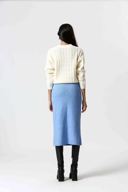 Pointelle Knit Drop Shoulder Sweater. Style KO24203328