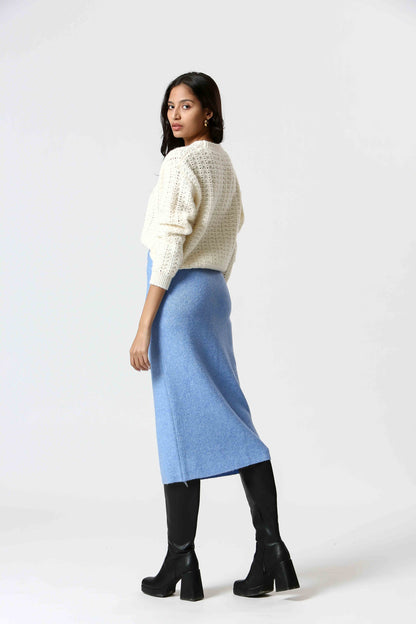 Pointelle Knit Drop Shoulder Sweater. Style KO24203328