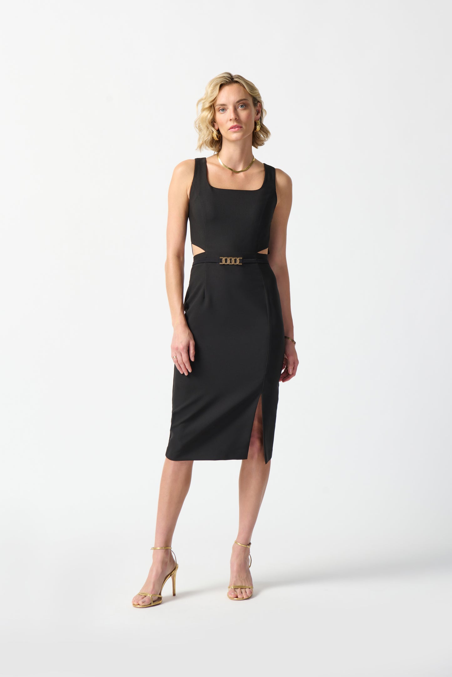 Luxe Twill Cut Out Sheath Dress. Style JR242101