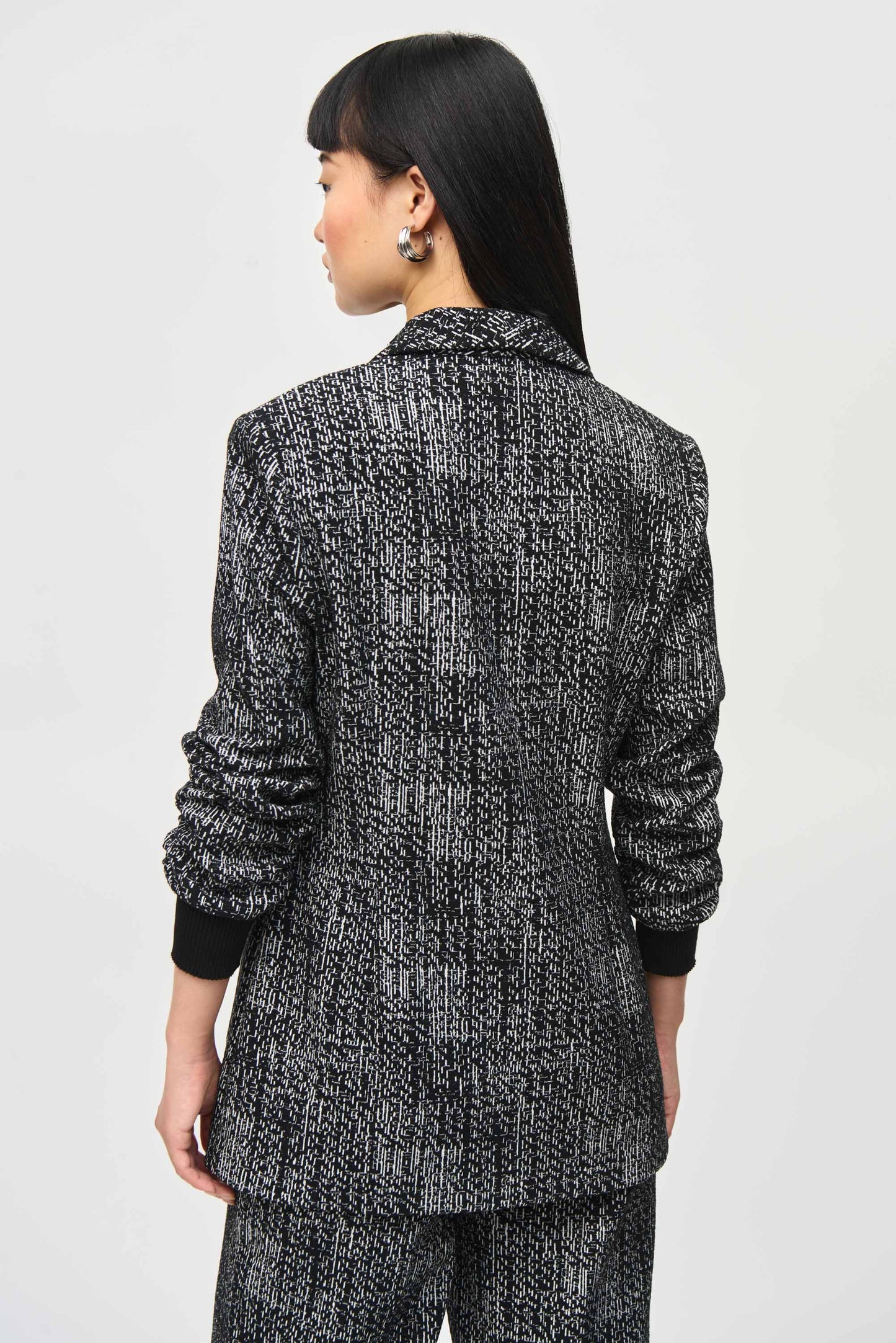 Ruched Sleeve Tweed Blazer. Style JR243053