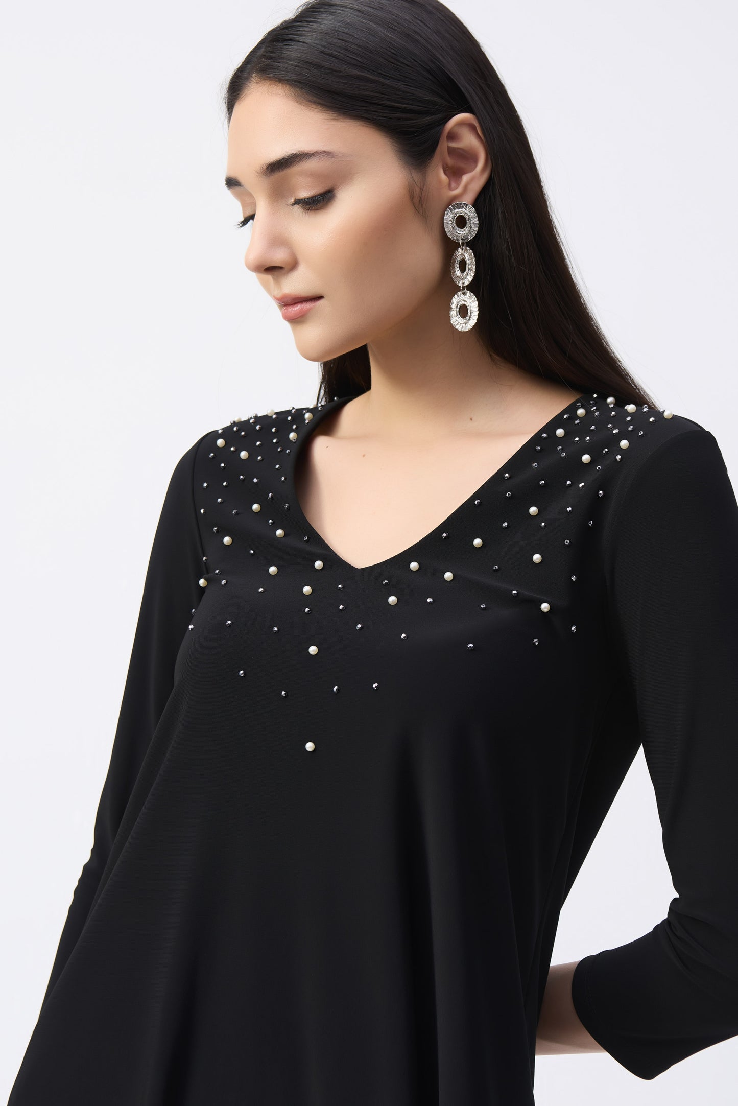 Pearls & Gems Fit & Flare Top. Style JR243075