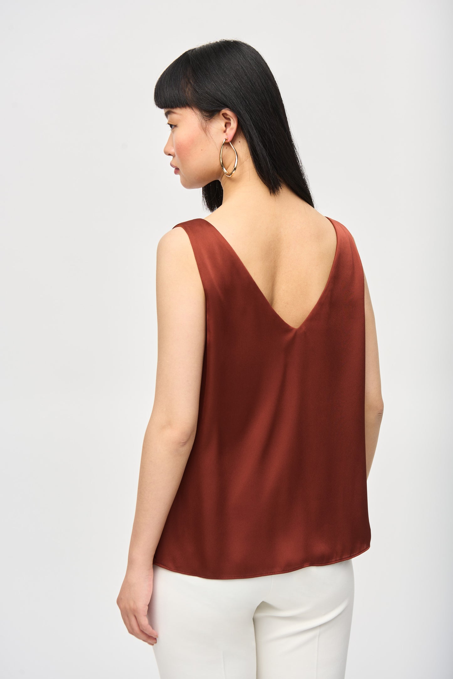 Satin Straight Sleeveless Top. Style JR243110