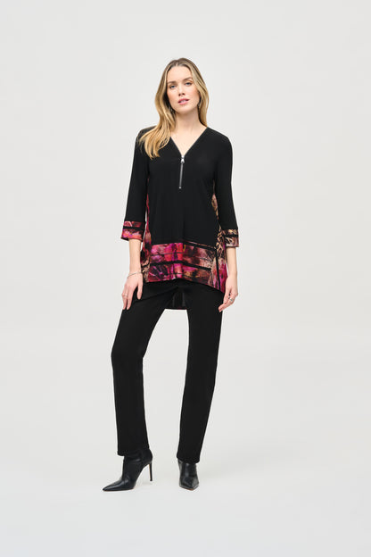 Silky Knit High Low Abstract Tunic. Style JR243157