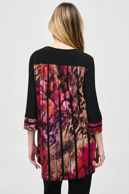 Silky Knit High Low Abstract Tunic. Style JR243157