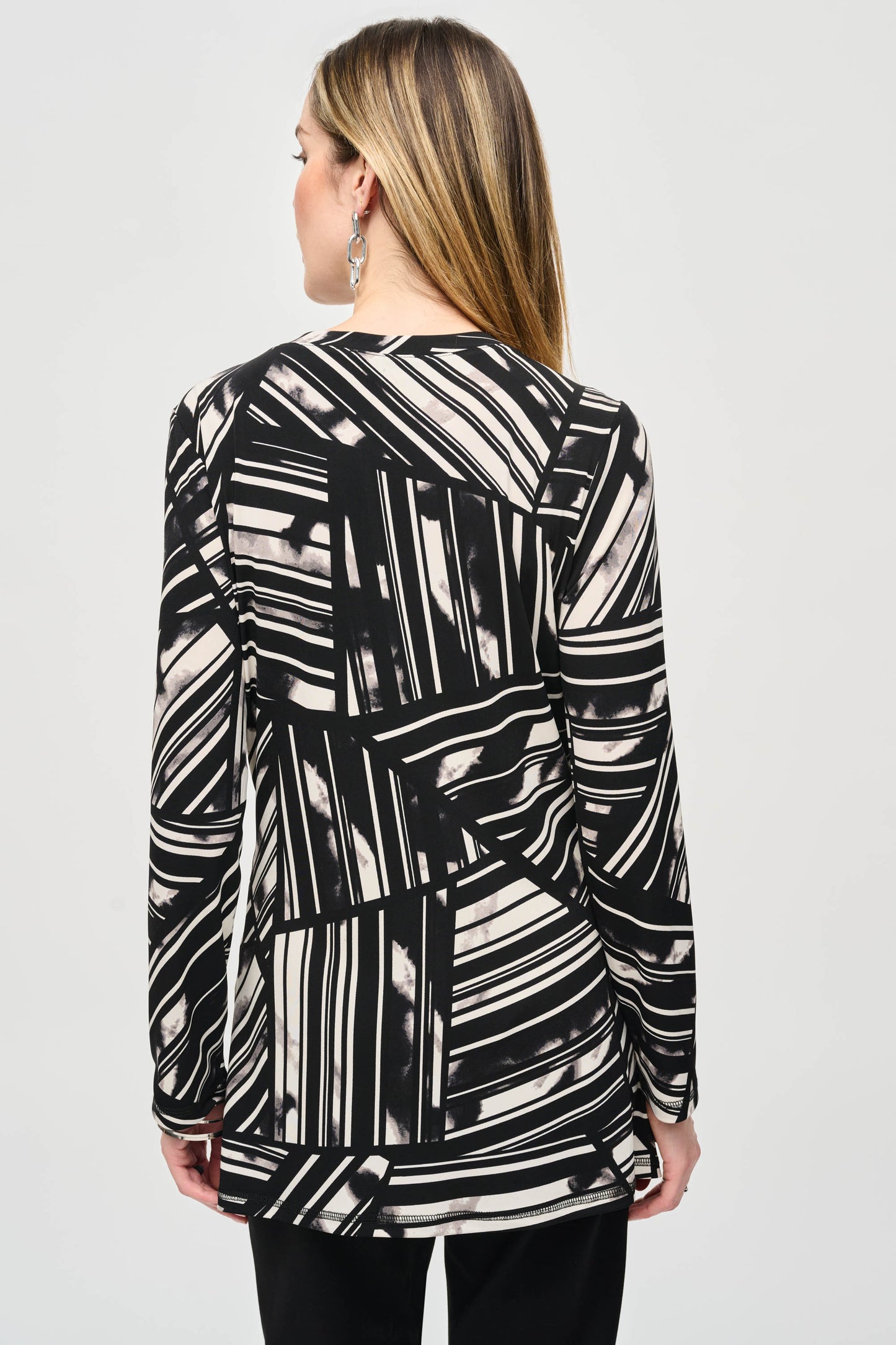 Silky Knit Abstract Stripe Tunic. Style JR243190