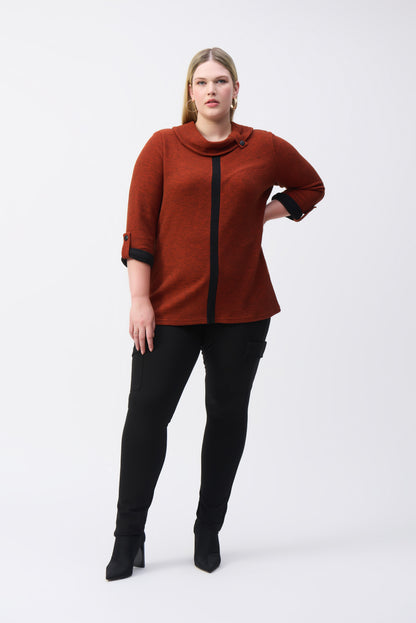 Textured Knit Cowl Collar Tunic. Style JR243198