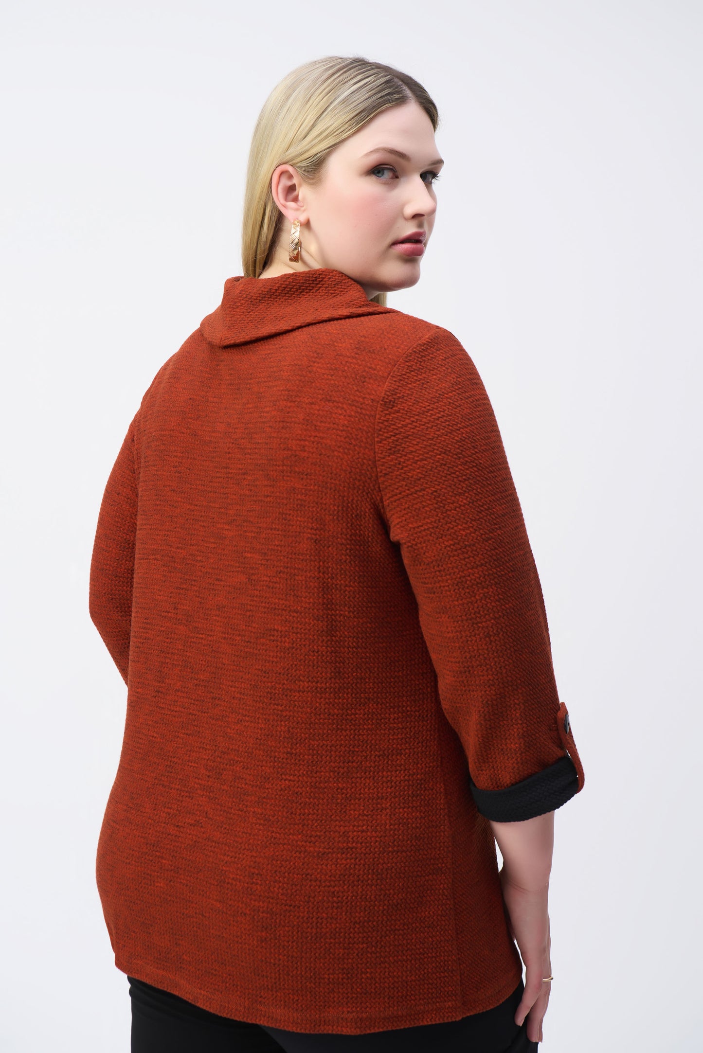 Textured Knit Cowl Collar Tunic. Style JR243198