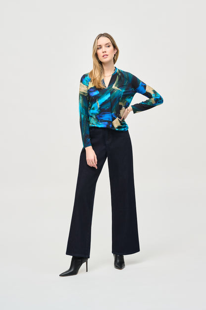 Silky Knit Abstract Print Top. Style JR243293