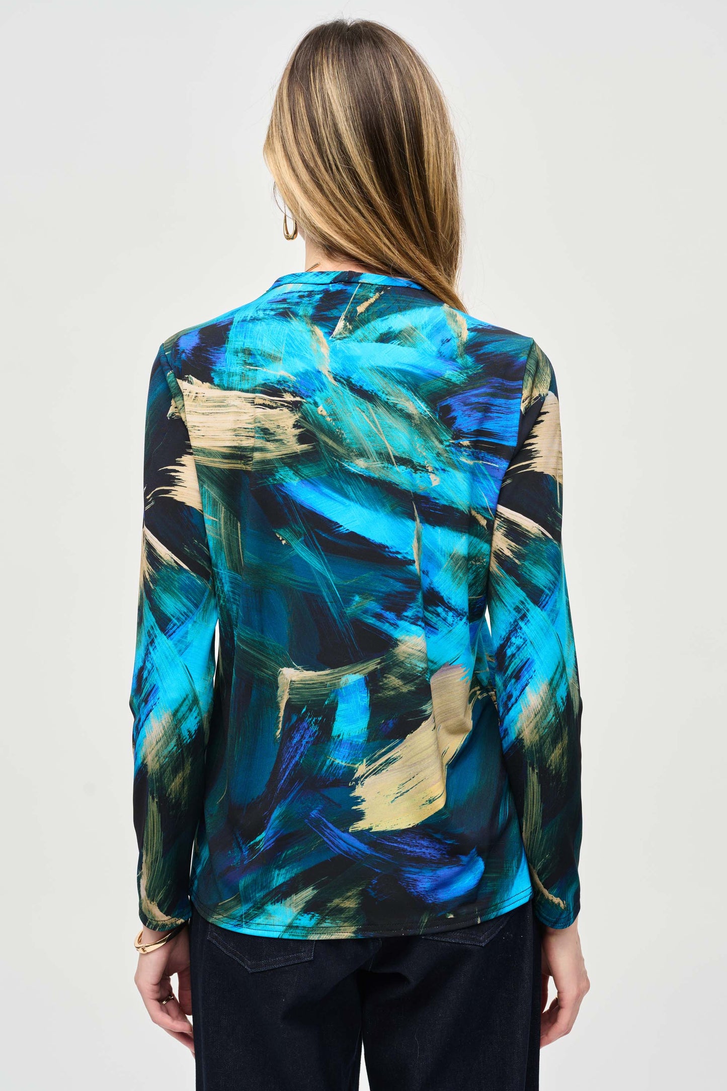 Silky Knit Abstract Print Top. Style JR243293