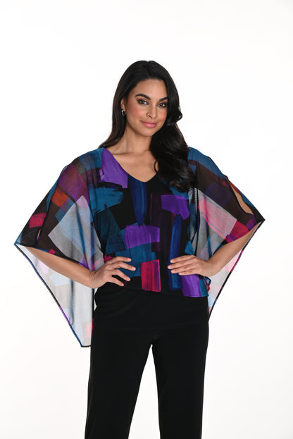 Multi Colour Sheer Overlay Solid Cami Top. Style FL243302