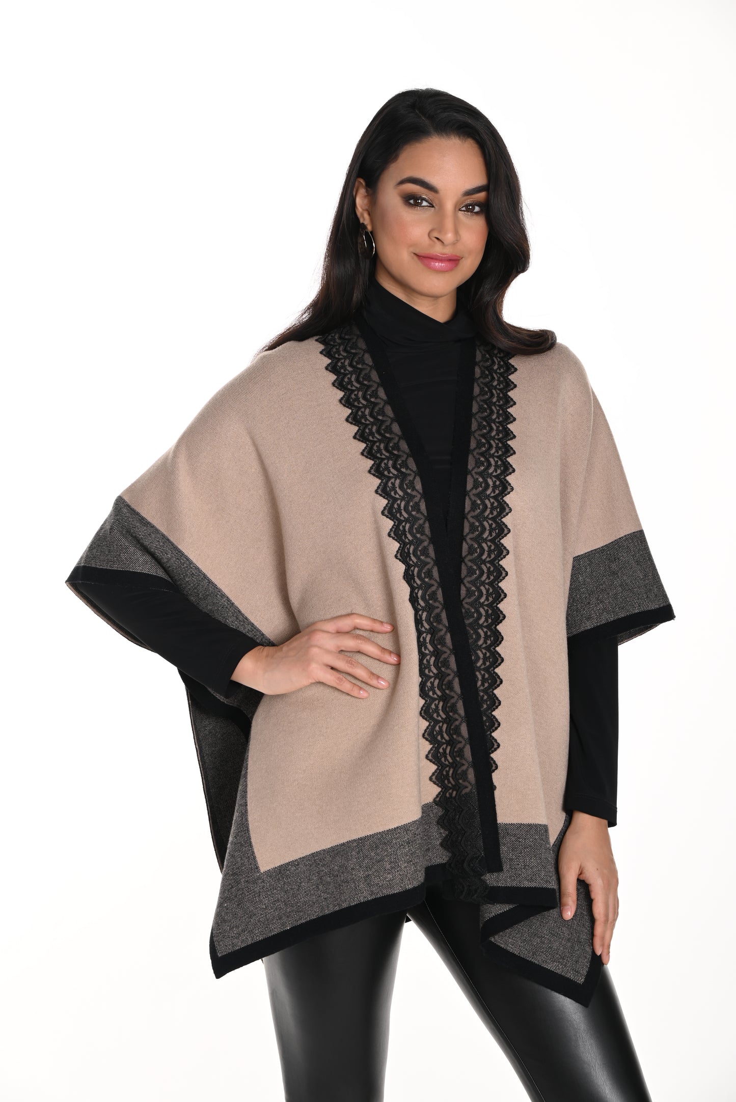 Knit Cover Up Poncho. Style FL243509U