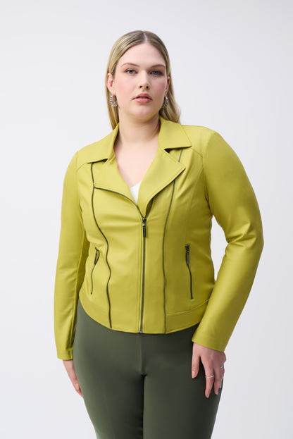 Foiled Knit Stretch Moto Jacket. Style JR243905